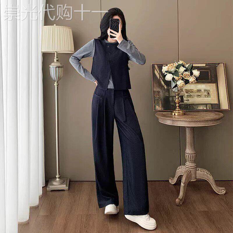 班奈悦休闲时尚运动马甲背心套装女早春穿搭显瘦洋气减龄三件套