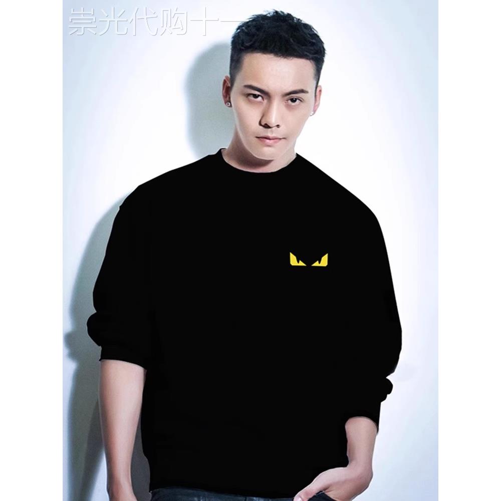 香港潮牌2025新款恶魔眼睛卫衣男士秋冬潮流加绒加厚宽松黑色上衣