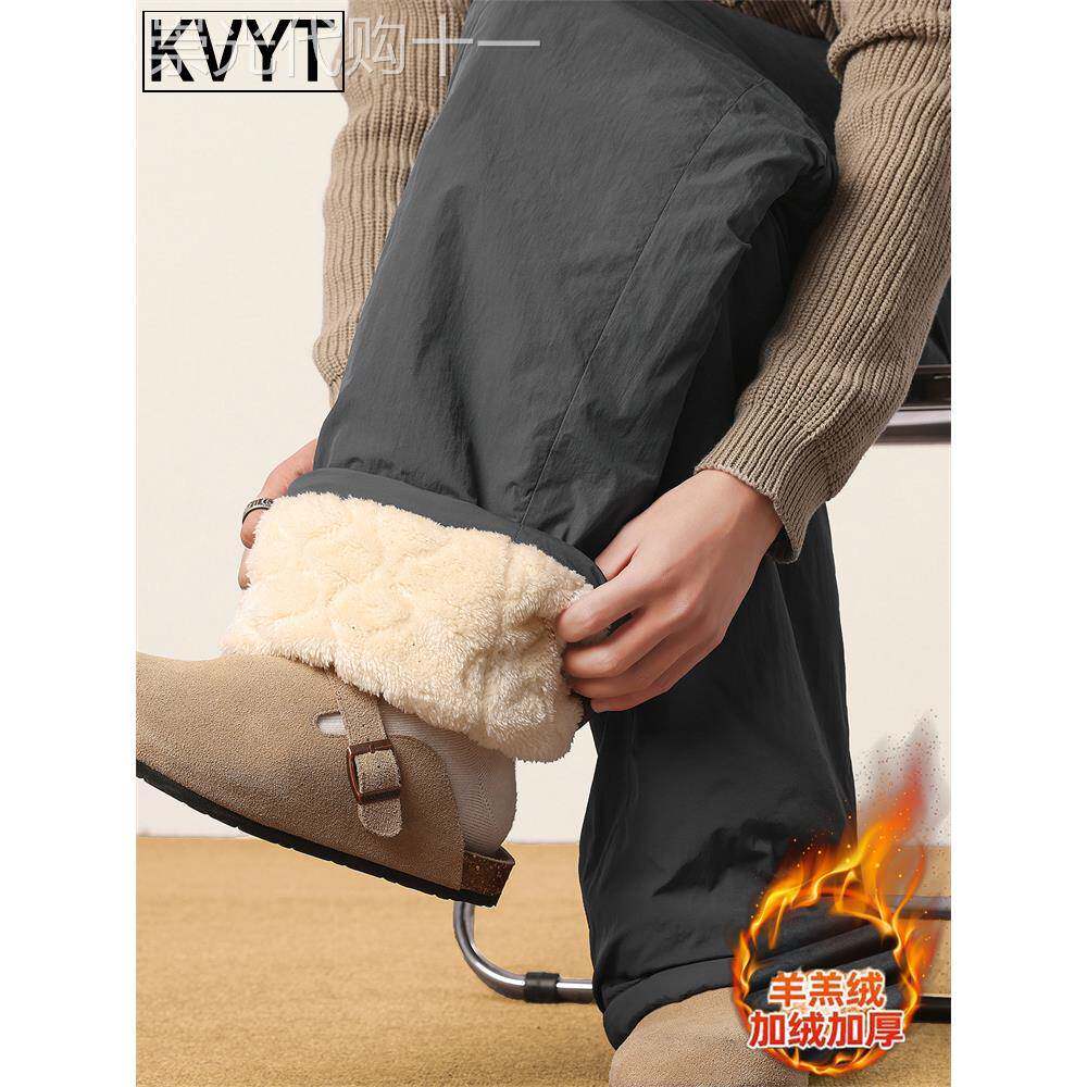 高端男士羊羔绒裤子冬季加绒卫裤2025新款加厚保暖棉裤男款休闲裤