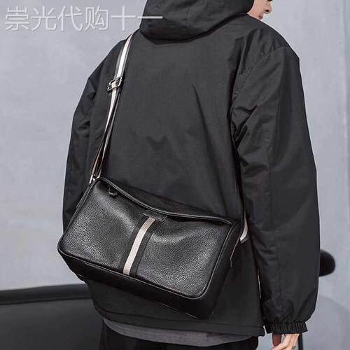 香港I.TGREG真皮男包男士斜挎包新款潮休闲大容量揹包牛皮单肩包