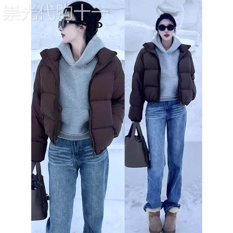 灰色连帽短款内搭加绒卫衣女2025新款秋冬加厚小个子正肩修身上衣