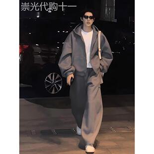 高端重量级运动裤夹克美国休闲运动套装2025秋冬开衫连帽运动衫西