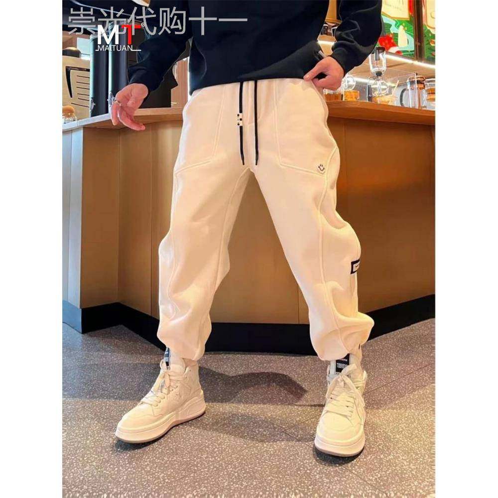 潮牌束脚卫裤男士春秋冬季2025新款男裤宽松小脚休闲运动裤子男款