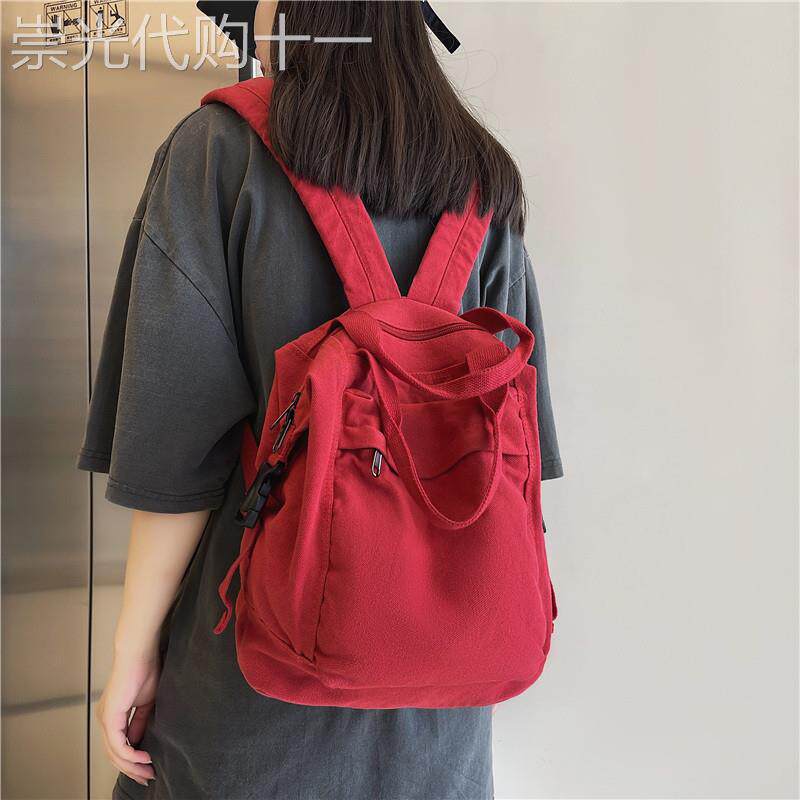 新加坡Cienda Kuelta 日系大容量帆布双肩包女学生休闲复古揹包潮