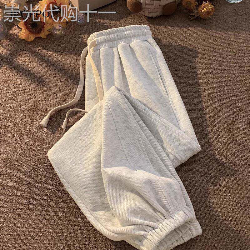 重磅卫裤男士秋秋季美式潮牌宽松束脚裤高级感休闲百搭抽绳运动裤
