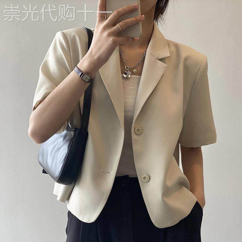 短袖西装外套女2025夏季新款设计感小众时尚洋气女士休闲短款上衣