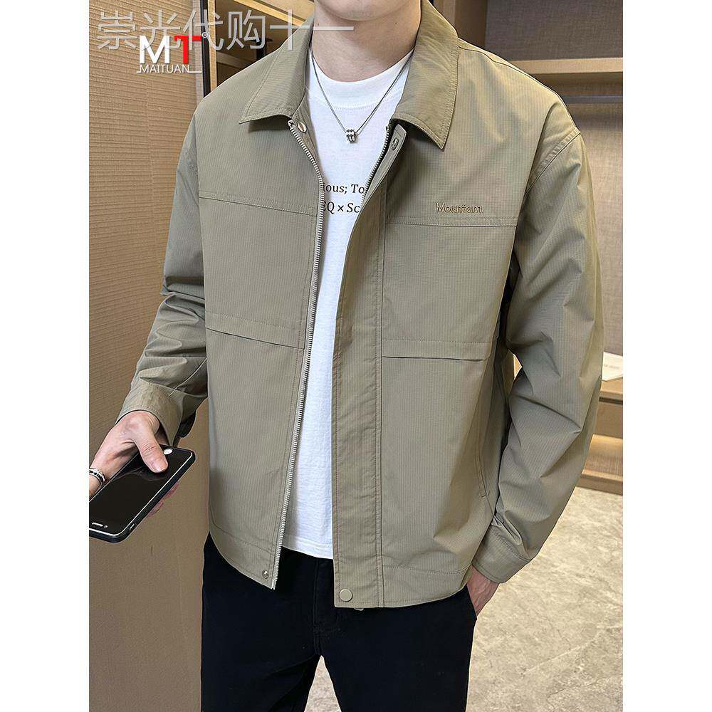 高端休闲夹克外套男士2025新款春秋冬季男装商务翻领工装上衣男款