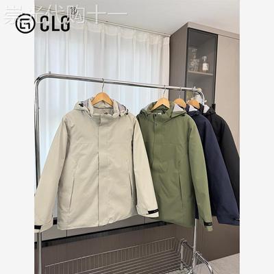 香港CLG潮牌90鸭绒填充休闲男秋冬季保暖抗寒通勤连帽羽绒服外套