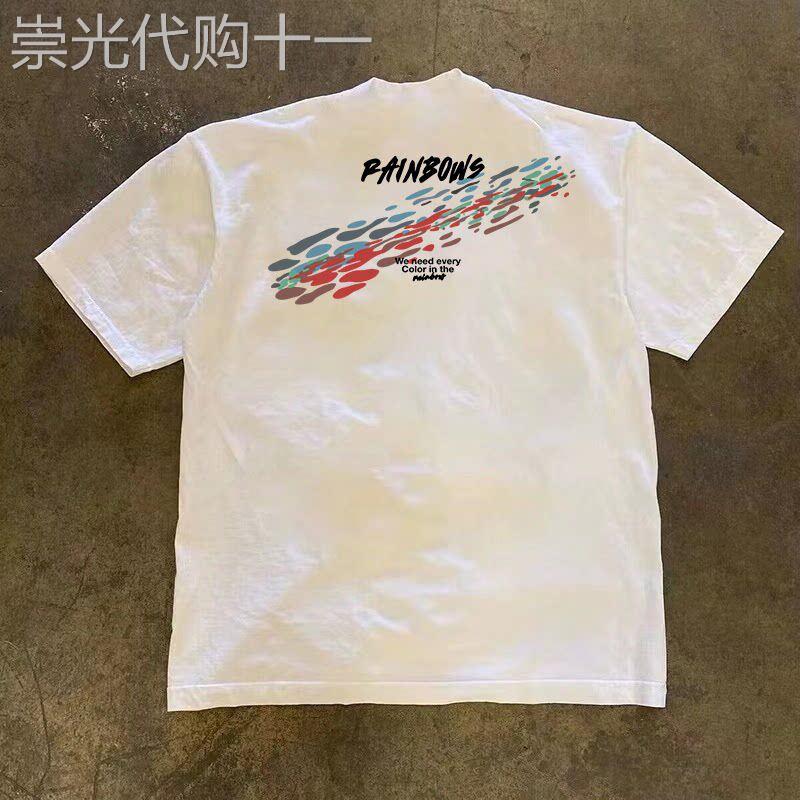 260g重磅个性设计时尚斑点印花T恤夏季韩版纯棉圆领短袖男女同款