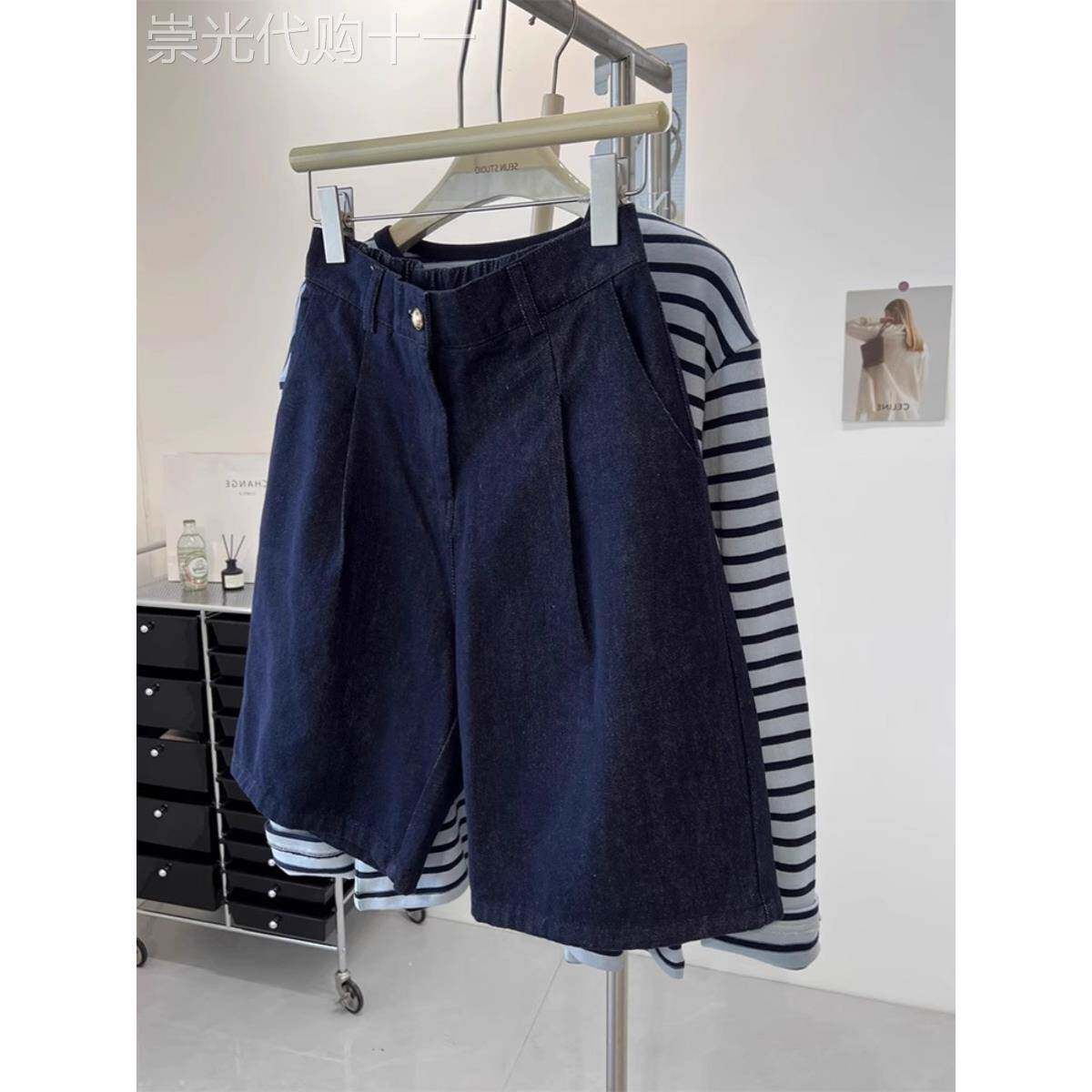 大码牛仔短裤女夏季薄款2025新款胖mm高腰遮胯宽松显瘦休闲五分裤