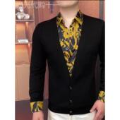 轻奢时尚 简约长袖 卫衣开衫 ZaSaFran 男潮流拼接假两件衬衫 领上衣