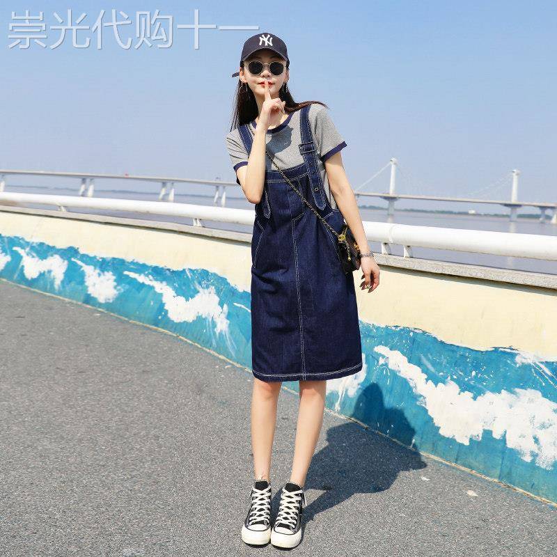 潮牌小个子牛仔背带裙女夏季2025新款洋气减龄显瘦百搭工装连衣裙