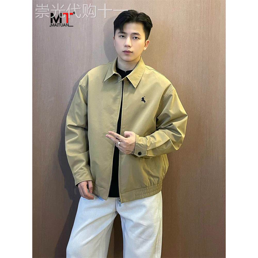 高端卡其色外套男士2025新款春秋冬季高级感翻领行政休闲夹克男款