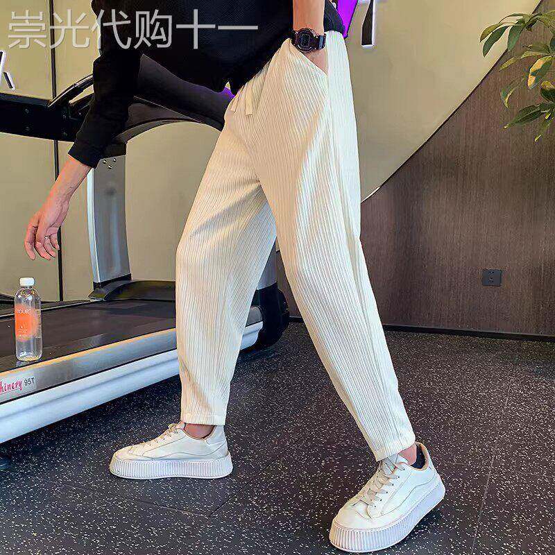 高端灯芯绒小脚九分休闲裤男士2026新款冬季男裤加绒直筒裤子男款
