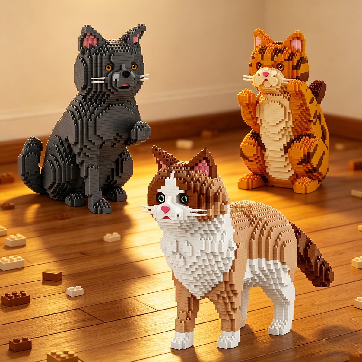 猫咪狗积木拼装玩具腊肠哈士奇橘猫柴犬立体拼图儿童益智玩具礼物