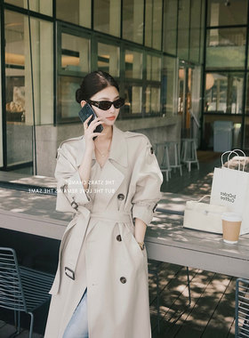 英伦crush风衣”重磅梭织斜纹 大廓形法式挺括长风衣