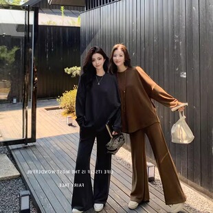 懒人套装-獨家50支羊绒蚕丝水磨针织双层结构卫衣长裤