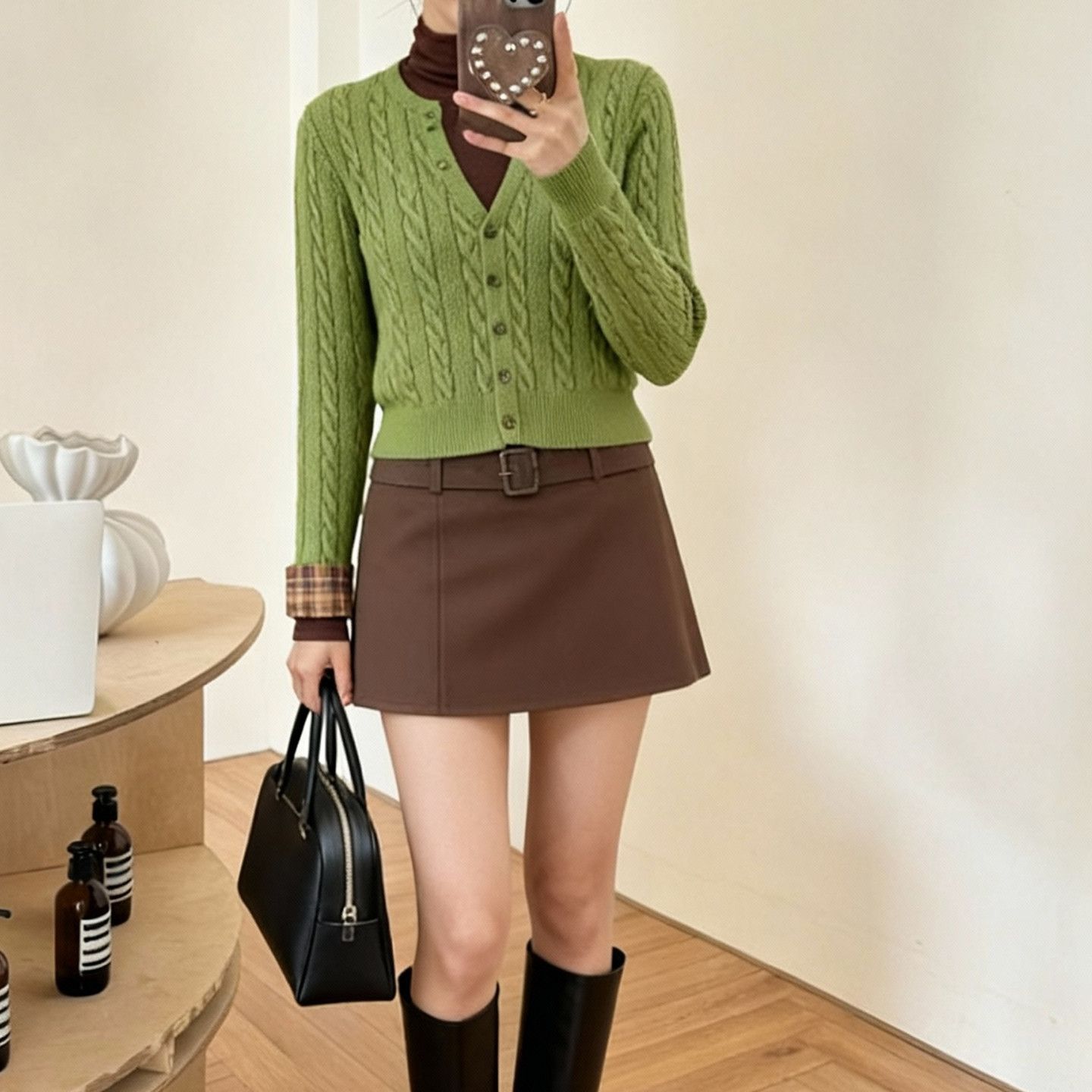 针织开衫秋冬慵懒毛衣外套2025拼接麻花新款冬天上衣女装 nnassa