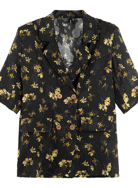 「山野玫瑰」双排扣复古华丽短款五分袖西装SHBZXW917886