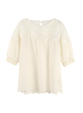 「大哈」夏季蕾丝上衣高级感女法式小衫短袖气质上衣SHBZW651622