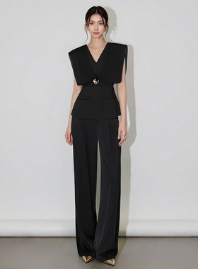 时尚设计V领无袖上衣百搭休闲SHBZX621228