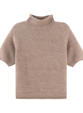 DENGDAHA「铺梦网」素雅休闲风 百搭简约短袖毛织上衣HBZX710316