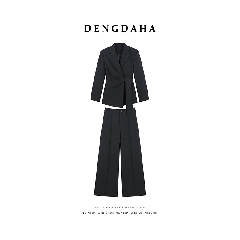 DENGDAHA「巴黎都市」轻奢风 西装短外套阔腿裤套装HBZW800260,女装/女士精品,时尚套装,淘宝优惠券,粉丝福利购,淘宝优惠卷