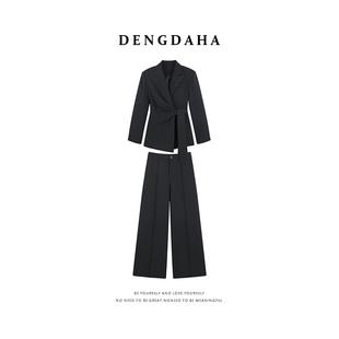 套装 短外套阔腿裤 HBZW800260 西装 DENGDAHA「巴黎都市」轻奢风