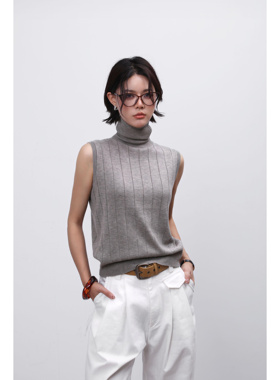 DENGDAHA「都市旅人」 极简风竖条纹显瘦修身针织背心HBZX641512