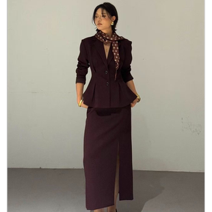 DENGDAHA「奥西斯女士」通勤风 极简复古纯色翻领西SHBZW652041