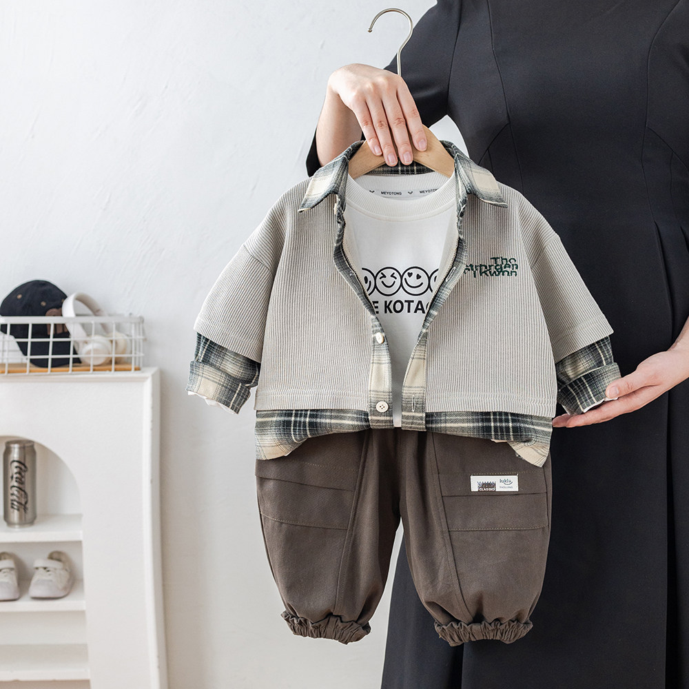 男童春季套装2026新款酷帅儿童衬衣外套小男孩衣服宝宝春秋三件套,童装/婴儿装/亲子装,套装,淘宝优惠券,粉丝福利购,淘宝优惠卷