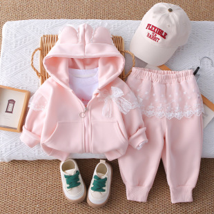 女童春季运动套装2026新款洋气时髦儿童春装三件套1一3岁宝宝外套