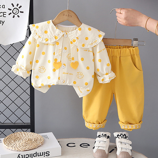 女童春装套装2026新款洋气时髦女孩衬衫1一2-3岁女宝宝春秋两件套