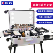 新款 OBOX化妆箱专业跟妆师带灯镜子密码 锁拉杆箱化妆师专用跟妆箱