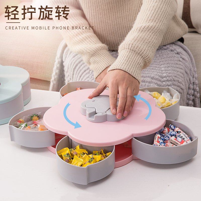 过年分格婚庆喜糖坚果盒创意双层旋转糖果盘多功能客厅零食干果盘|msdalam kategori pinggan mangkuk, pinggan mangkuk, mangkuk buah-buahan/plat buah-buahan/bakul buah-buahan - dari Buy2taobao.com untuk memberikan perkhidmatan ejen Taobao profesional membeli