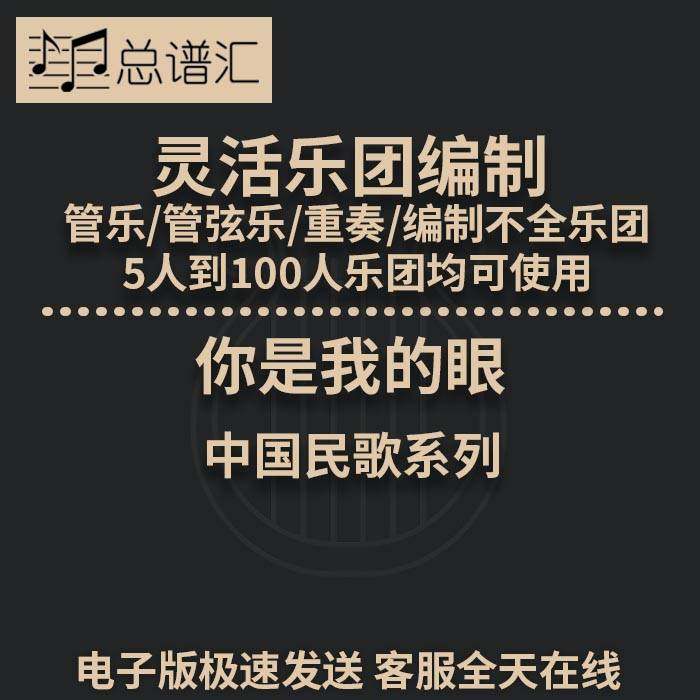 你是我的眼 3级 灵活乐团编制中国民歌木管五重奏管乐总谱分谱MP3