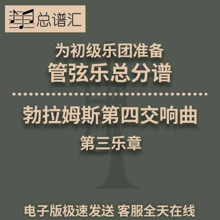 勃拉姆斯第四交响曲 初级乐团 2级 管弦乐交响乐总谱分谱MP3