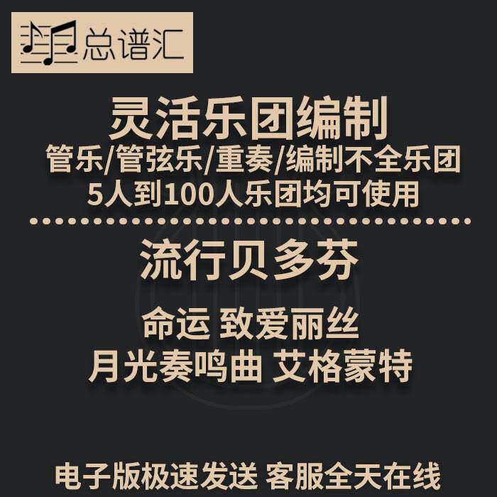 流行贝多芬 命运 致爱丽丝 月光 2级灵活乐团编制 管乐总分谱 MP3