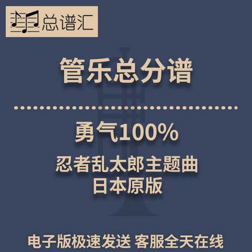 勇气100% 忍者乱太郎主题曲 日本原版 3级管乐合奏总谱 分谱MP3