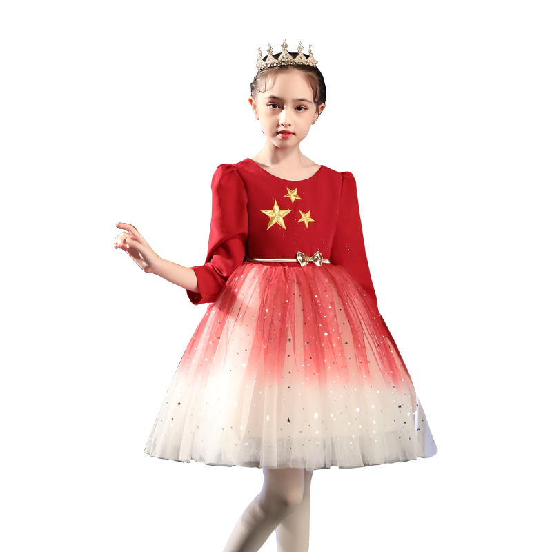 儿童合唱服演出服中小学生大合唱团礼服女童爱国红歌朗诵舞蹈服装