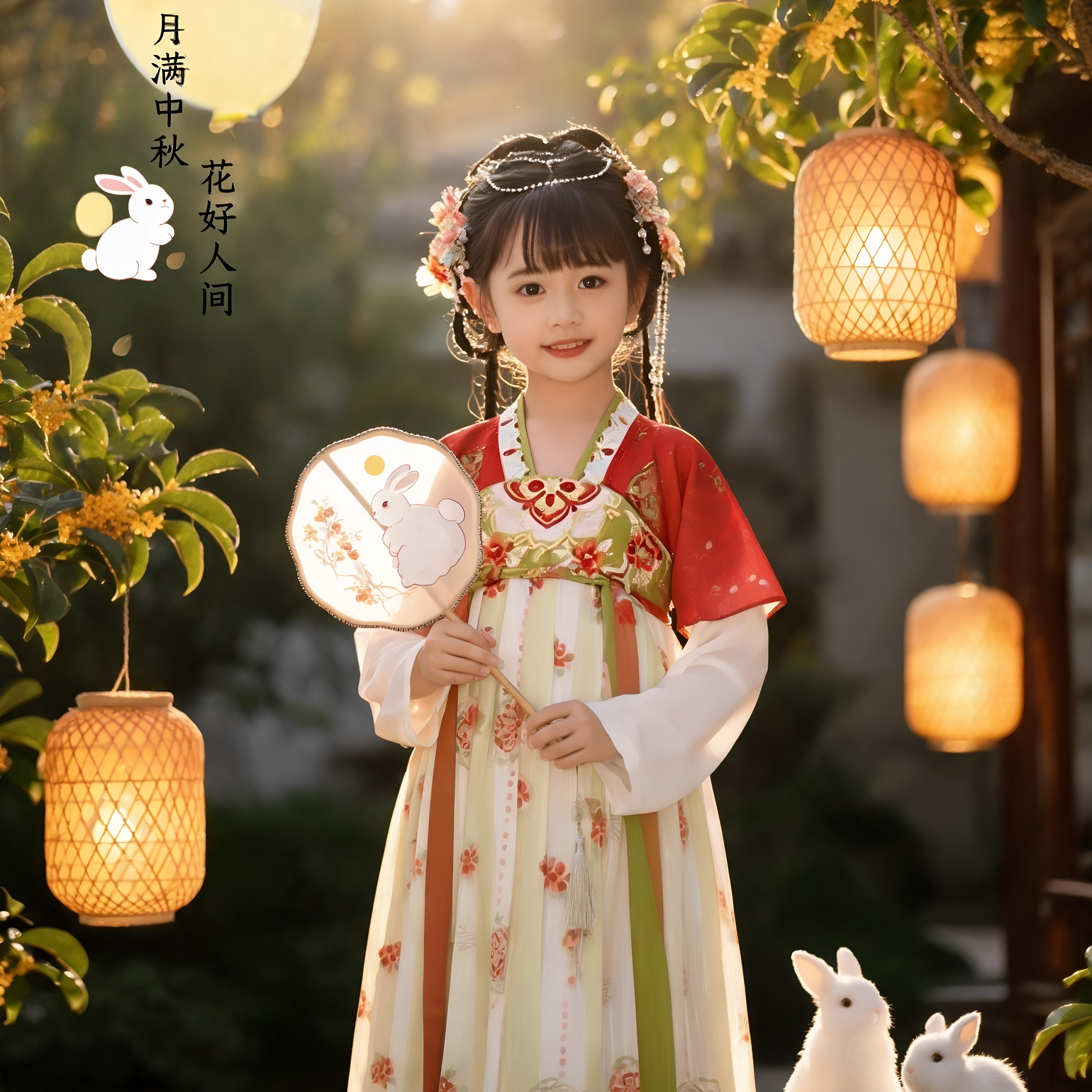 幼儿园中秋节绝美汉服女童中国风