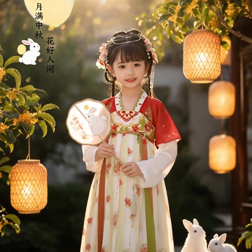 幼儿园中秋节绝美汉服女童中国风