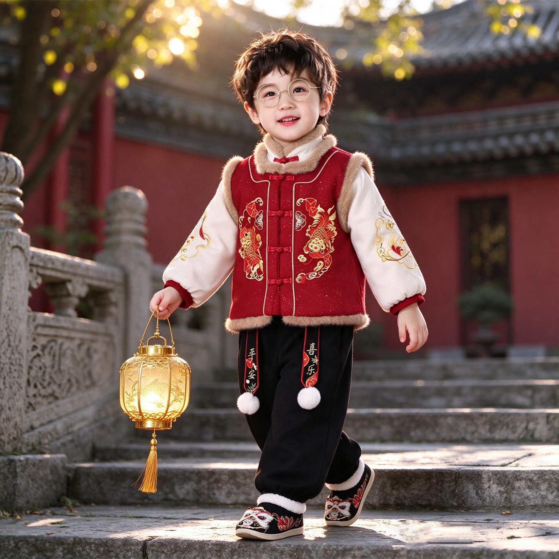 拜年服男童过年汉服冬装儿童喜庆