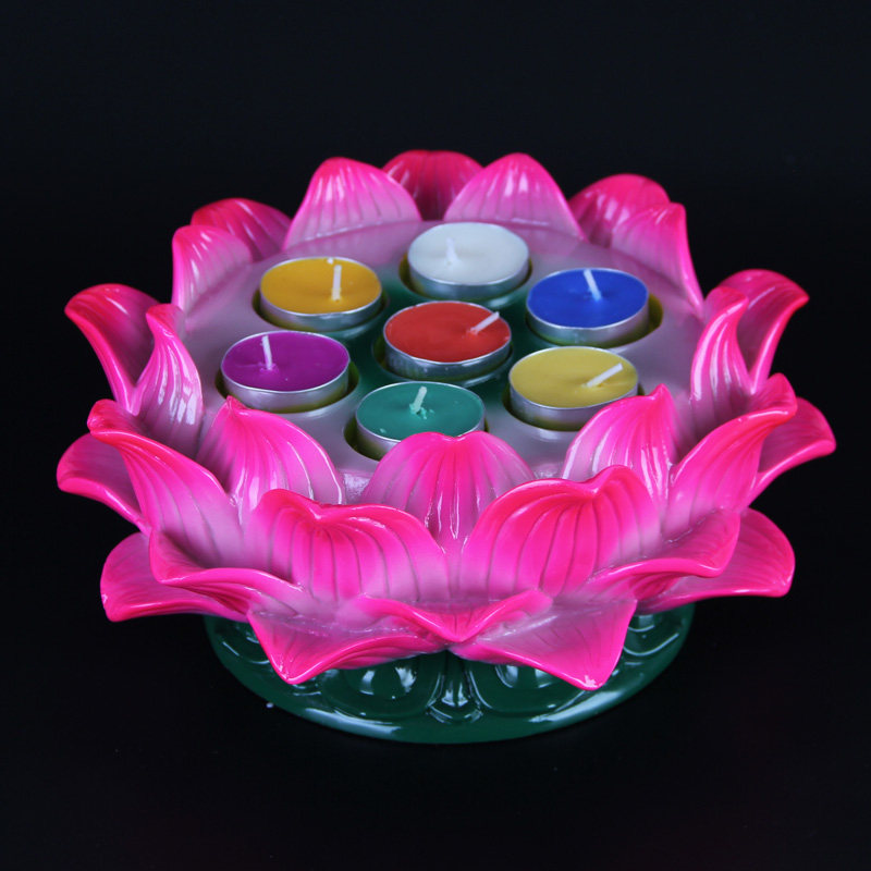 七孔灯座莲花灯台蜡烛烛台 供佛酥油灯 蜡烛用品长明灯 酥油灯座