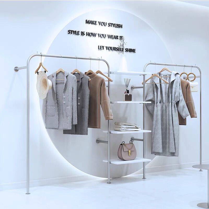 2025新服装店展示架置物落地衣架壁挂上墙墙上挂衣架网红女装店陈