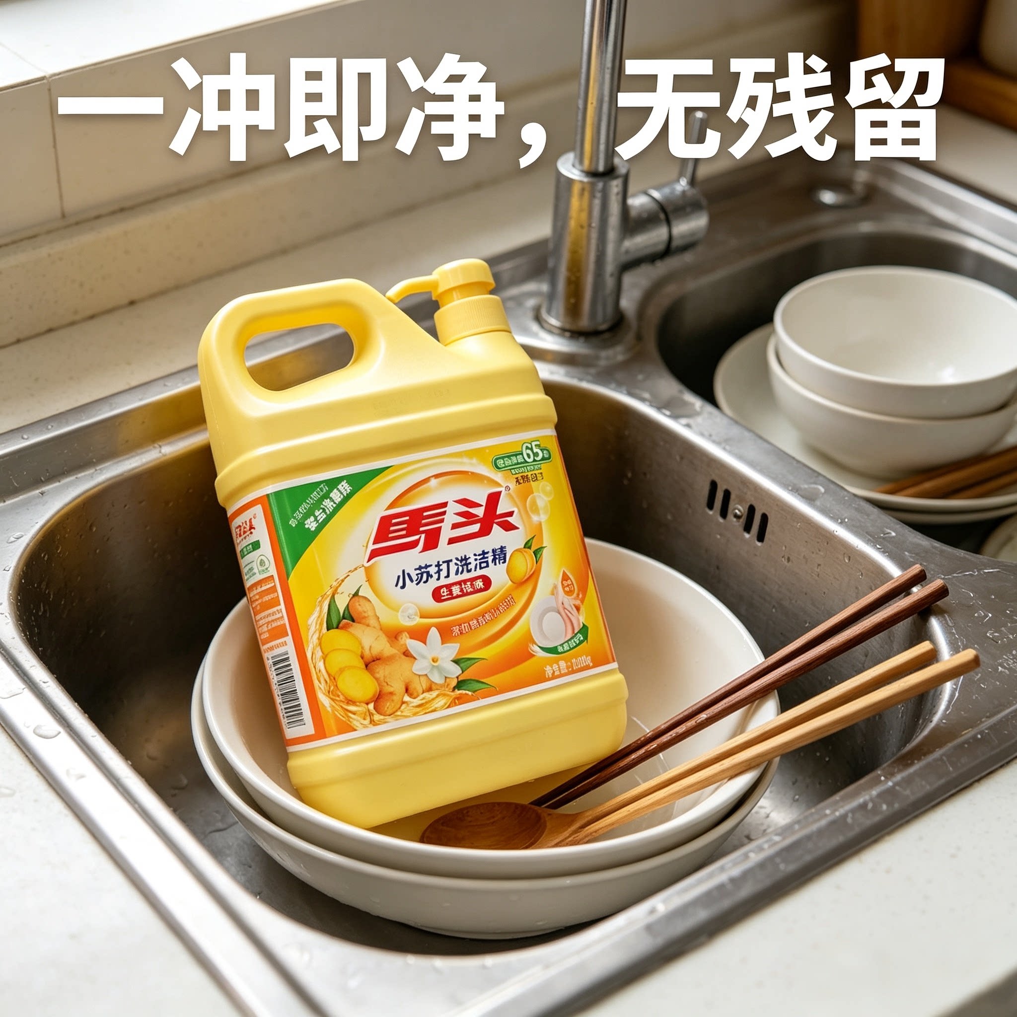 马头生姜高效洗洁精小苏打去油去味洗碗液家庭装果蔬不伤手生姜