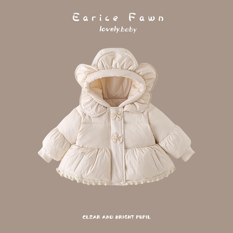 新生儿冬季加厚棉衣女宝宝超萌可爱保暖外穿棉服婴儿冬装连帽衣服