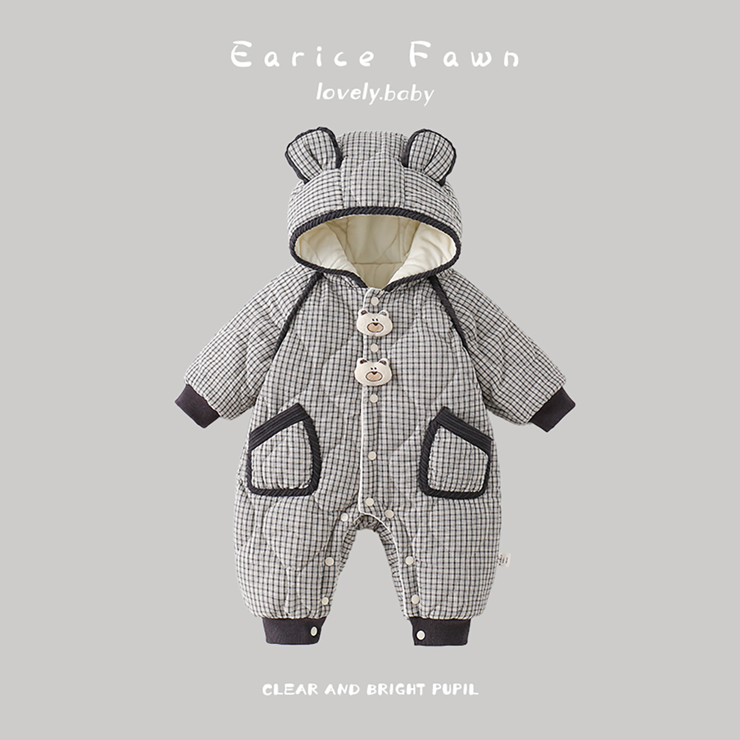 婴儿连体衣冬装宝宝超萌卡通新生儿保暖外出抱衣哈衣可爱连帽爬服