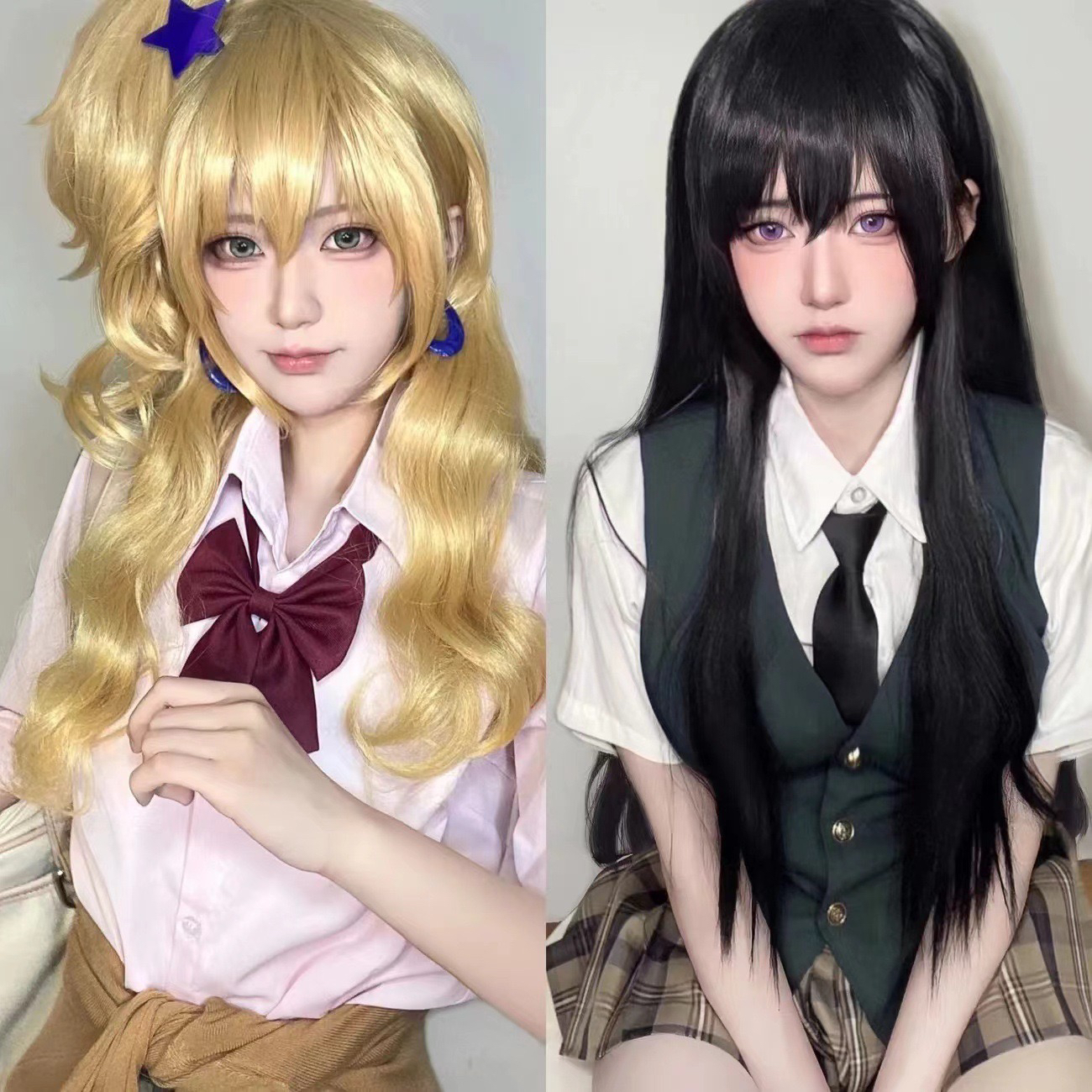 citrus 柑橘味香气 蓝原柚子单双马尾假发 蓝原芽衣cos假发