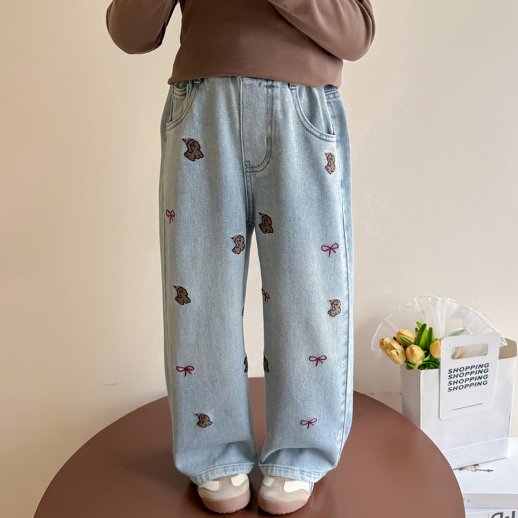 女童牛仔裤秋2025新款洋气中小童女孩裤子百搭精致秋装女宝超好看